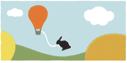 My pioneer rabbit and I thought that a nice romantic hot air balloon trip would put some of our past harrowing adventures behind us. But as these things go, the idyllic countryside wasn't so enjoyable when viewed from the taut vantage of an errant tether.