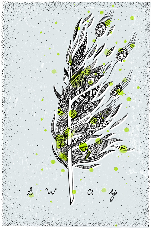 Texture filled feather illustration.