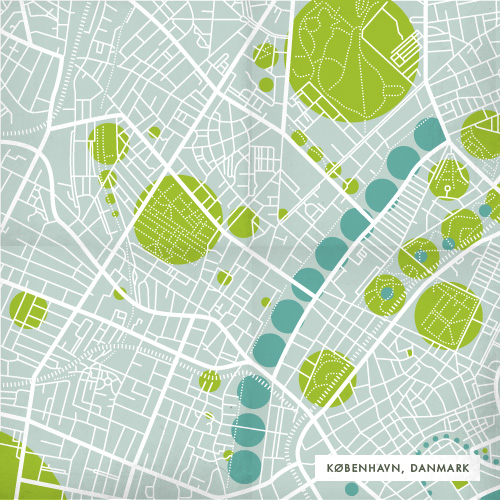 road and greenspace diagram of Copenhagen