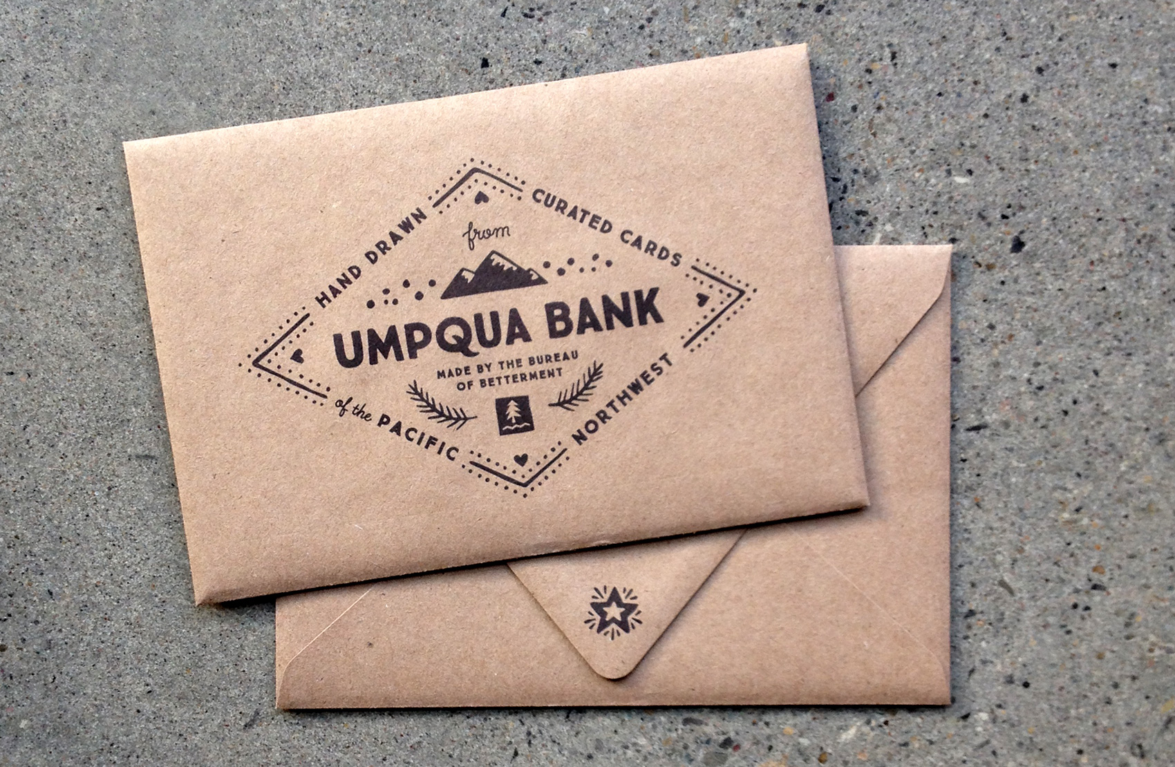 umpqua bank postcard envelope design