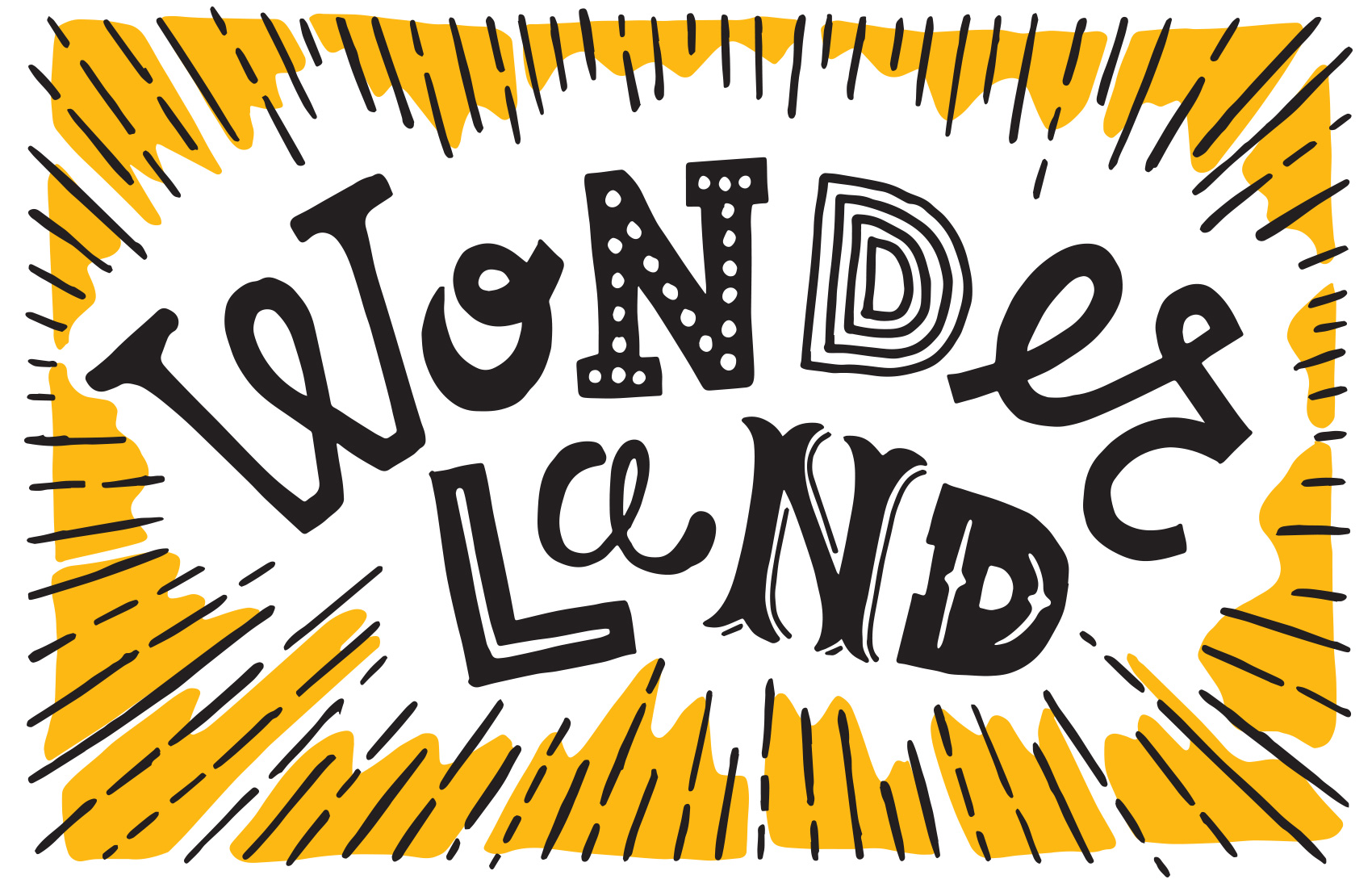 hand lettering for Umpqua postcard series - Wonderland