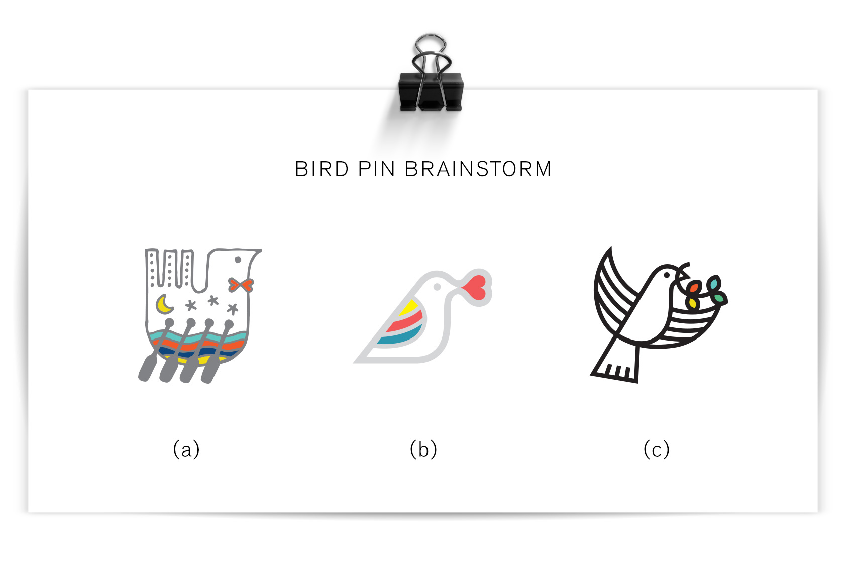 preliminary bird pin brainstorms