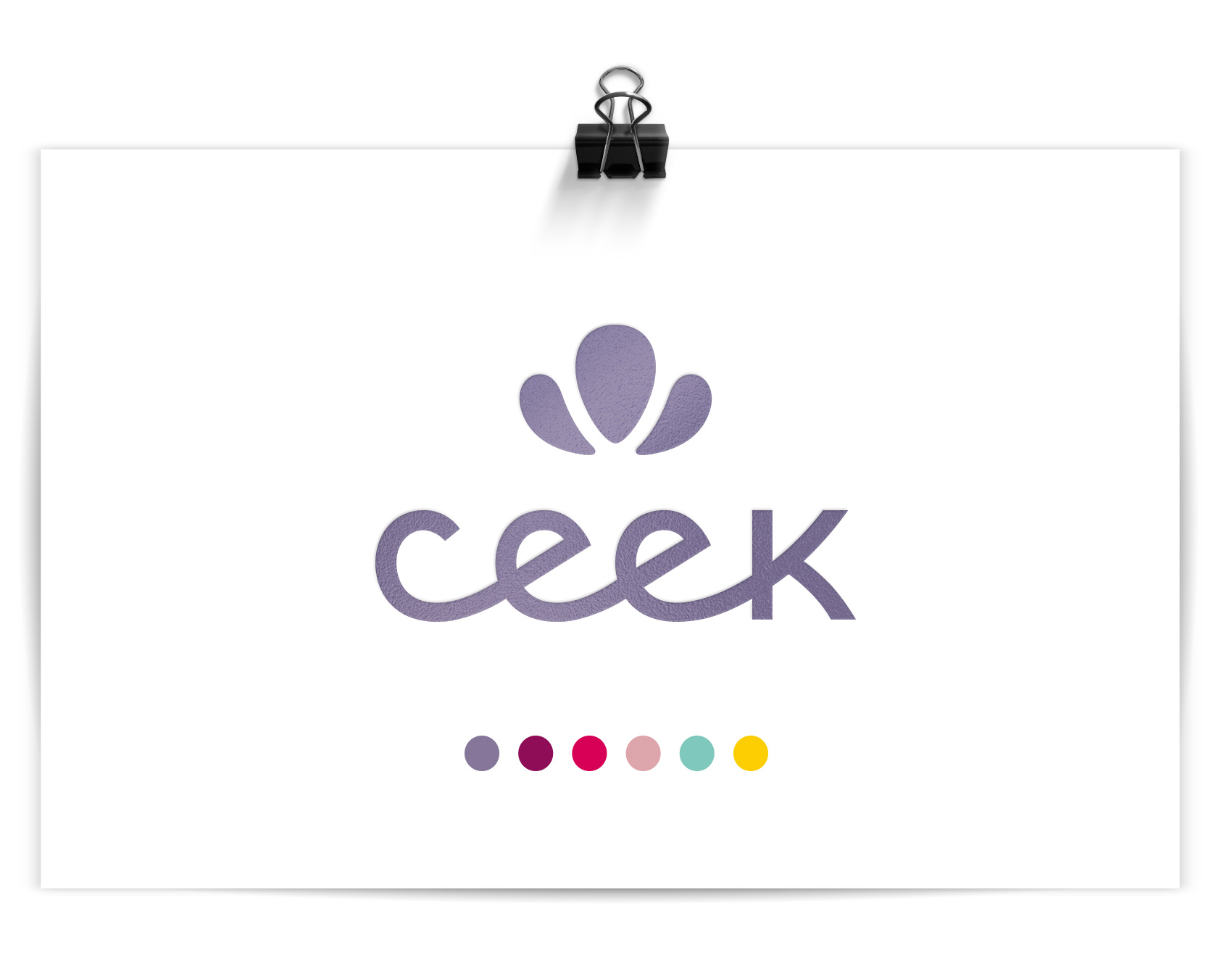 Ceek custom logotype in lavender.