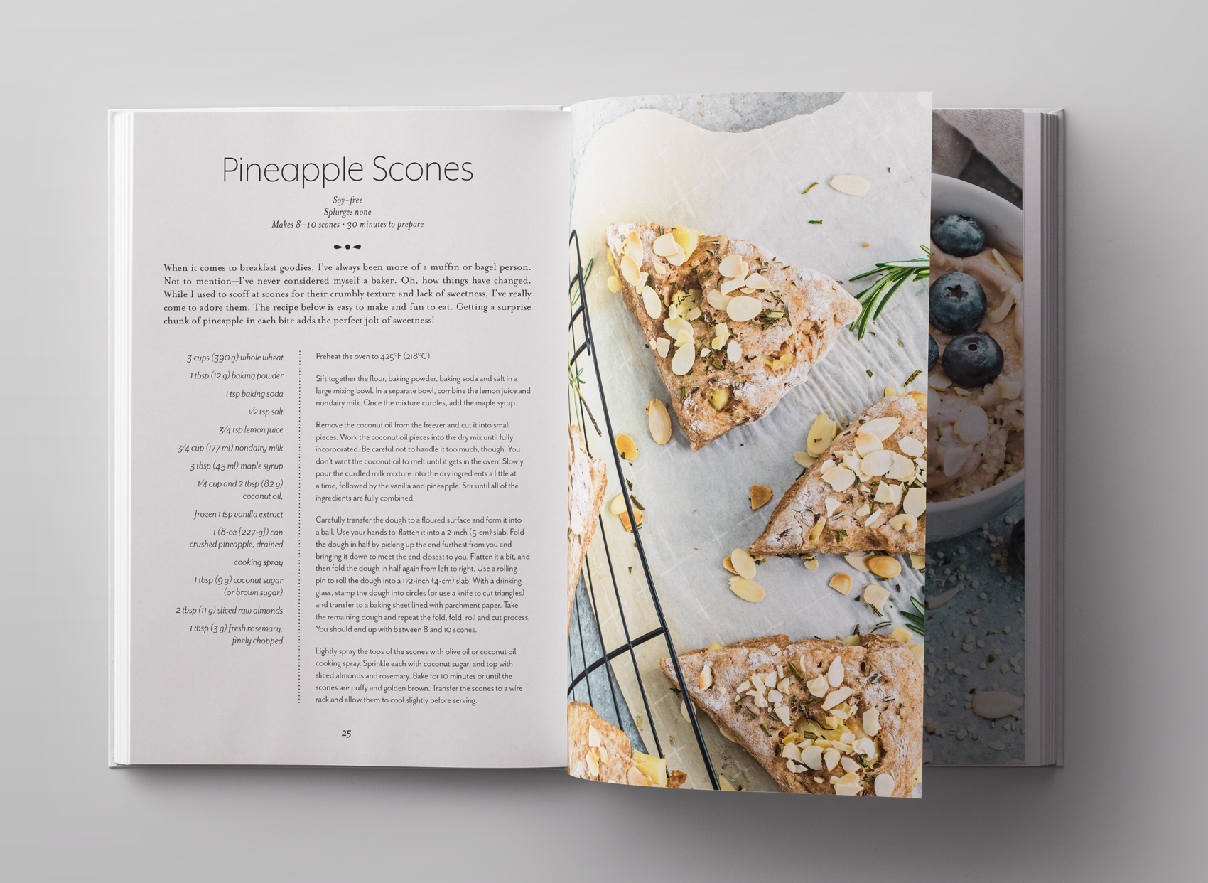 vegan pineapple scone recipe spread for Frugal Vegan cook book