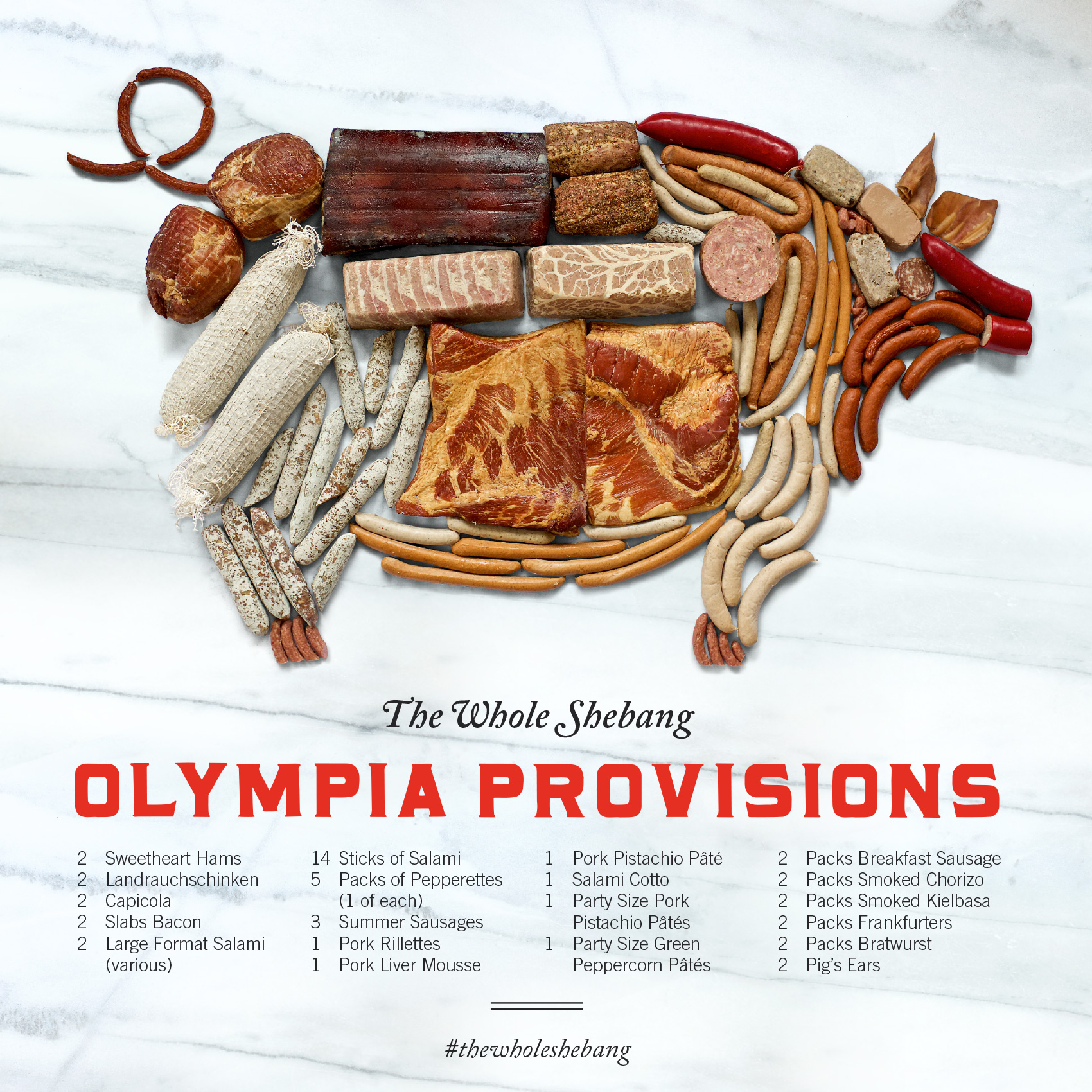 olympia provisions charcuterie selection in the shape of a pig - the whole shebang!