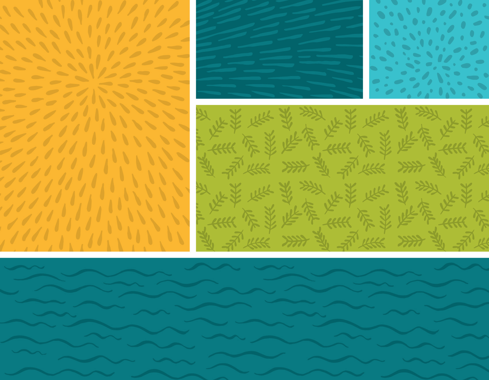 pattern & illustration tests for Umpqua bank: nature based squiggles