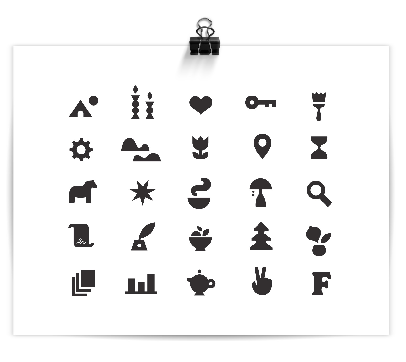 A series of simple and bold icons were created to add flair to an otherwise minimal brand look.